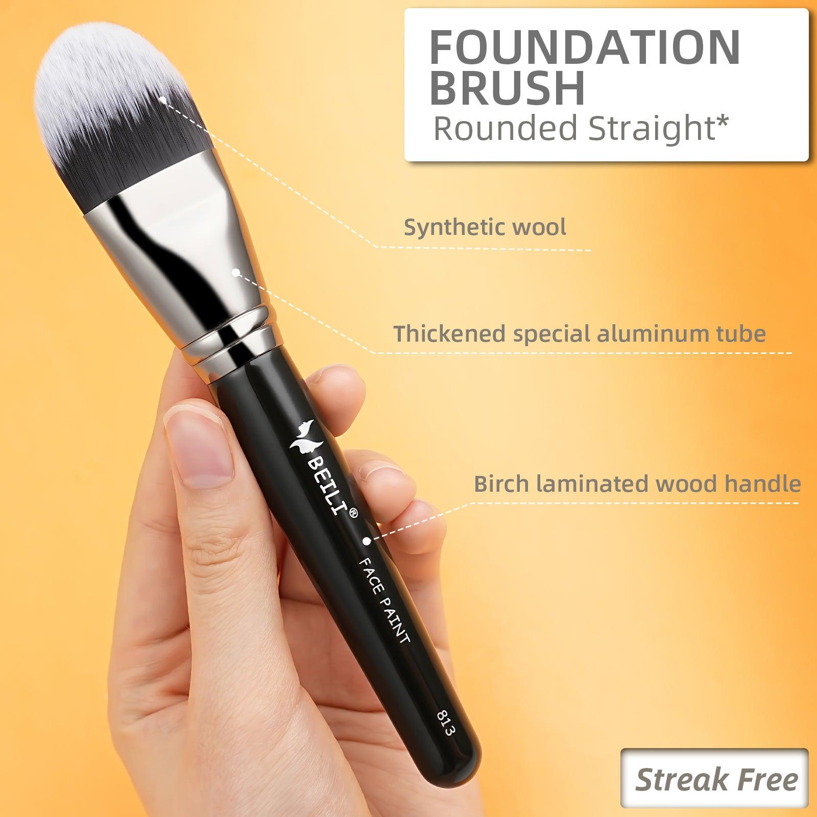 BEILI Flat Foundation Brush for Liquid Makeup Wide Liquid Foundation Brush for Face, Cream Contour Bronzer Brush