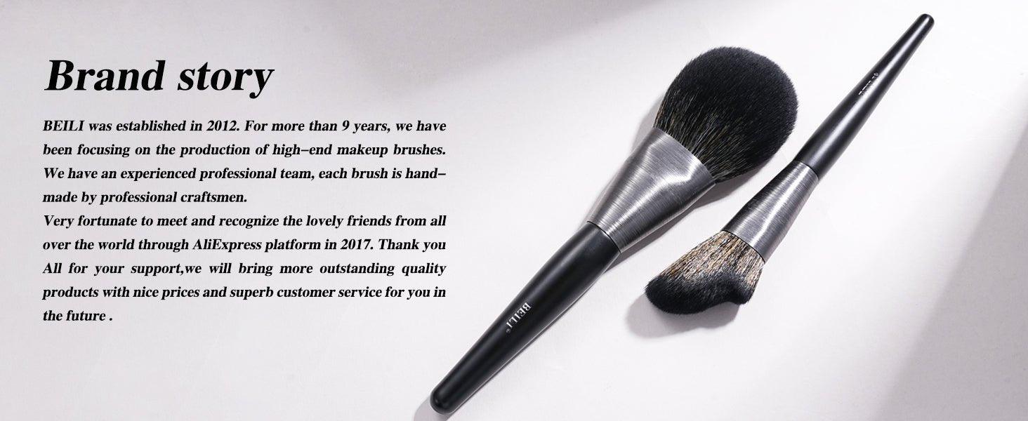 BEILI 10Pcs Make Up Brush Set With Gift Bag Wood - Retro - Black MC10 - BEILI Official Shop