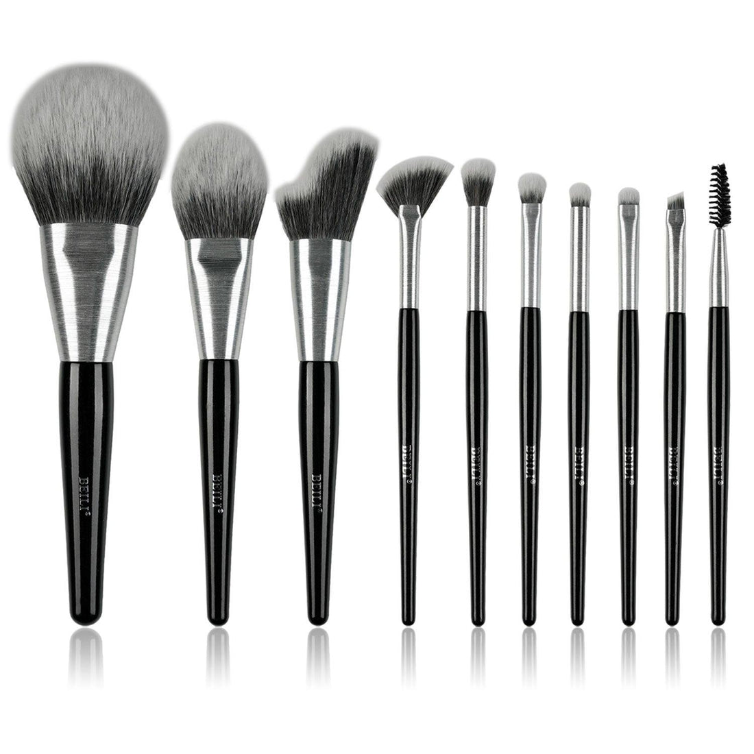 BEILI 10Pcs Make Up Brush Set Wood - Pearlescent Silk - Black MD10 - BEILI Official Shop