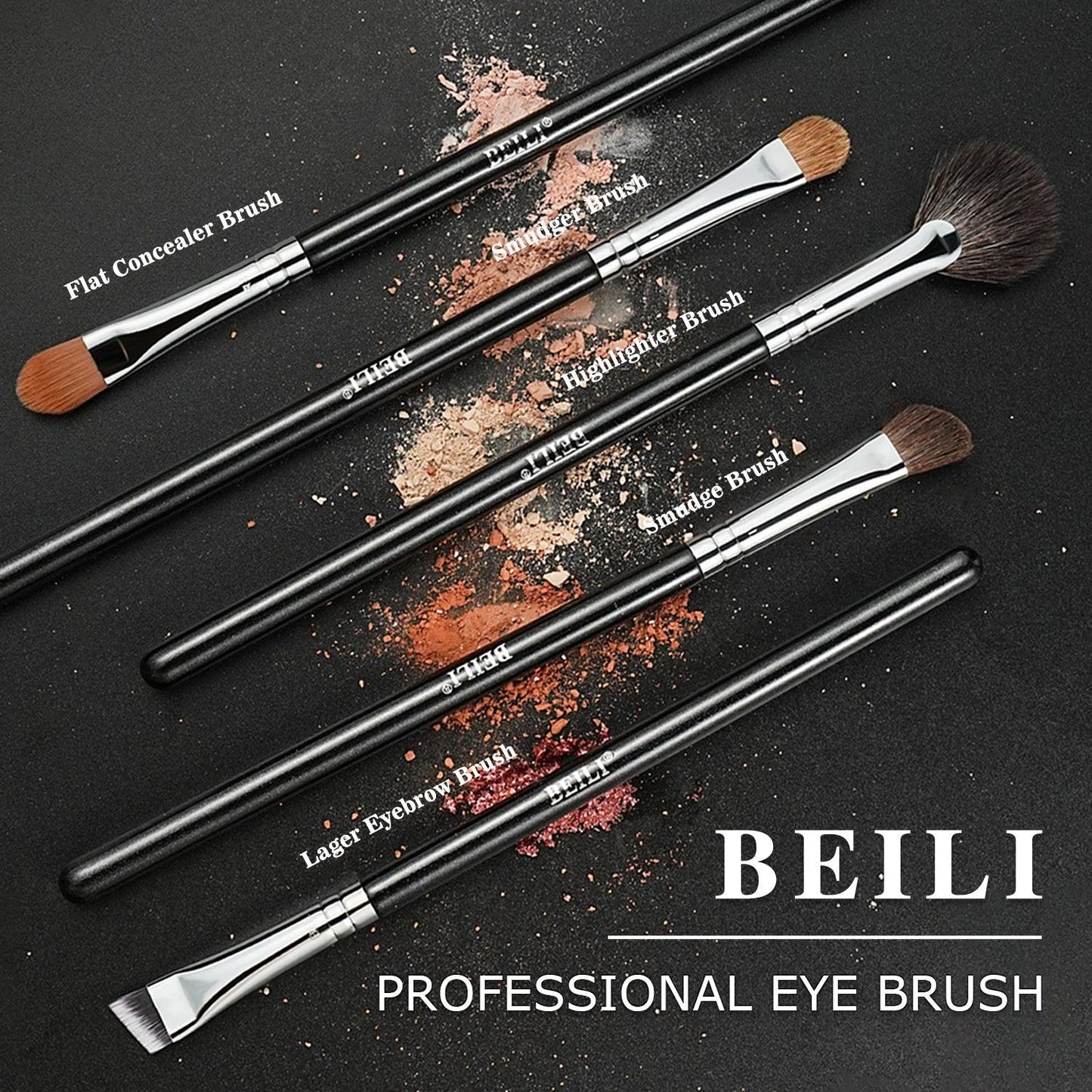 BEILI 17Pcs Eye Makeup Brush Set Wool Premium Professionals NE17 - BEILI Official Shop