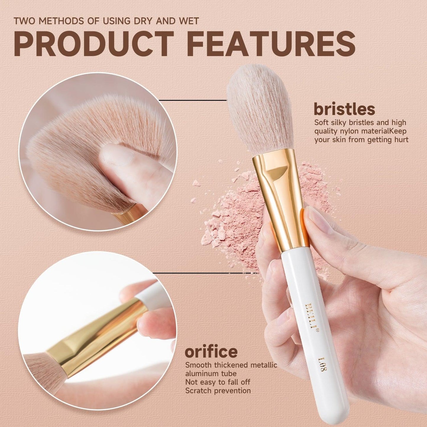 BEILI 20Pcs Premium Pink Vegan Makeup Brush Set WG20 - BEILI Official Shop