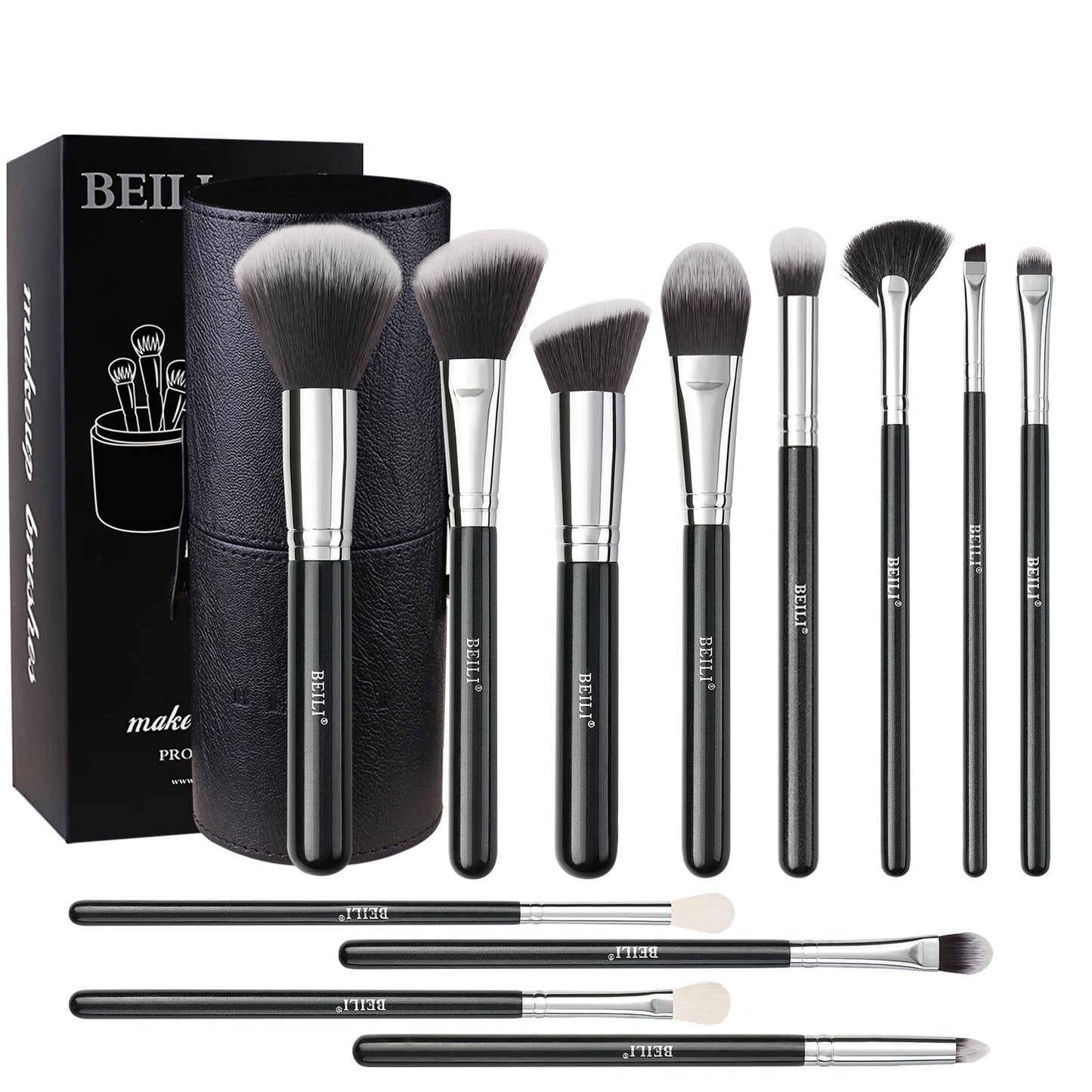 BEILI 12Pcs Individual Makeup Brush Set B12/B12T