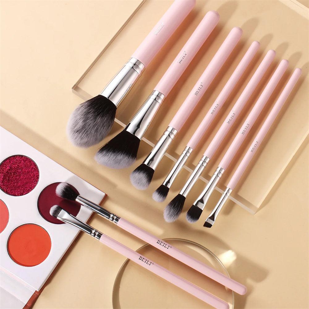 Pink Junior Makeup Brushes Set 9Pcs, Synthetic   FY09 - BEILI Official Shop